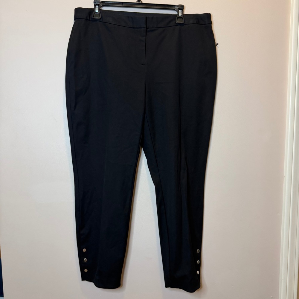 NWD Alfani Black Ankle Comfort Waist Slim Leg Pants Womens Size 14 Button Hem